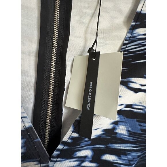 Zara Dress Womens Large W‎ and B Collection Bodycon Blue Black V Neck New - Picture 6 of 7